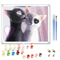 Cute Animal DIY Oil Painting by Numbers Kit Black & White Cats Digital Home Decor for Kids Linen Canvas Support Base