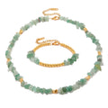 Trendy Women's Necklace Bracelet Set Natural Stone Beads with Stainless Steel Chain for Beach Styles Fashion Beaded Jewelry