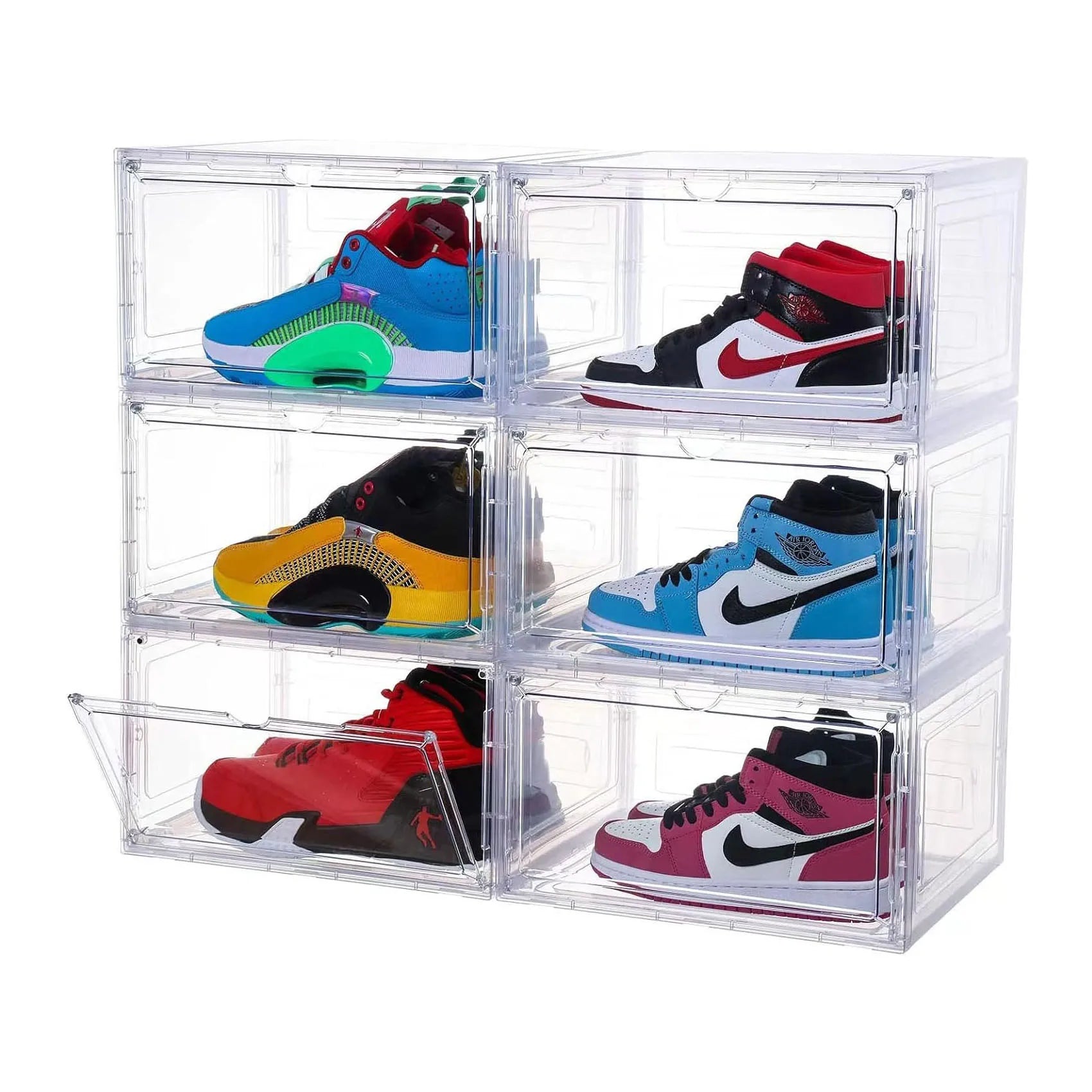 Lavinia Wholesale Transparent Plastic Sneaker Storage Boxes Square Acrylic Drawer Type Drop Front Magnetic Shoe Rack Injection