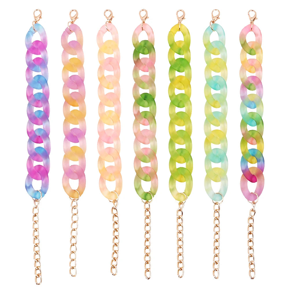 Bohemia Trendy Geometric Resin Bracelet Jelly Clear Two Tone Round Acrylic Long Link Acrylic Chain
