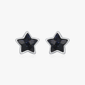 925 Sterling Silver Fine Jewelry Natural Aventurine Stars Stud Earrings for Women