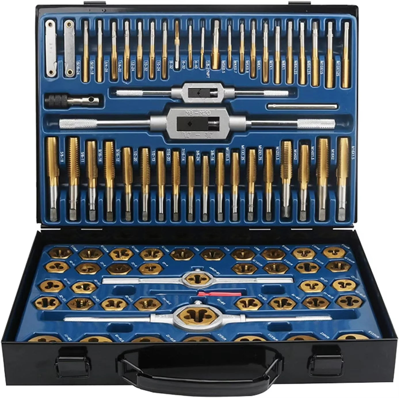 86PCS Tap and Die Set Tungsten Steel Titanium Hand Threading Tool SAE Metric High Hardness Cutting Forming Thread Repair Kit