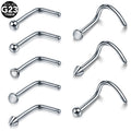 10pcs Titanium Nose Screw Stud Rings Prong CZ L Shape Nostril Jewelry 20g &18g Nostril Earrings Body Piercing Jewelry
