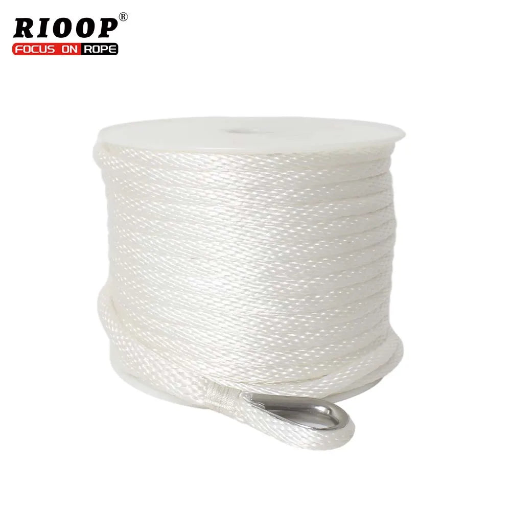 4mm 12 mm 16mm 24mm 100m 200m Double Braid Polyester Nylon Rope Anchor Line with 316 Stainless Steel Thimble for Boat