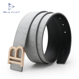 Blu Flut B Buckle Leather Waist Belt Custom Buckle Men's Leather Belt Unisex Fashion Belts for Jean