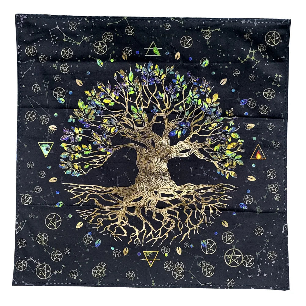 2023 Newest Tree of Life Tarot Table Cloth Velvet Square Retro Altar Tarot Table Cloth