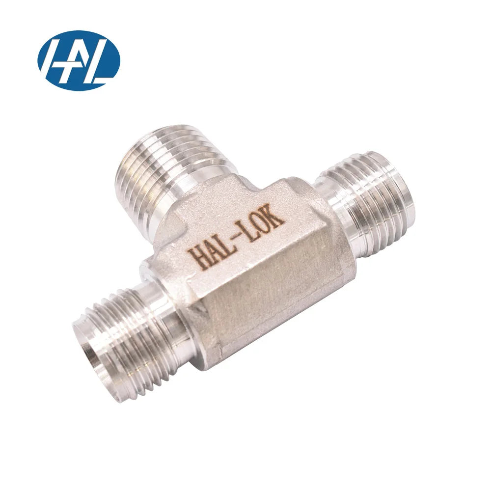 HAL-LOK Stainless Steel Polished Forged Double Ferrule Twin Ferrule Parker Type Compression Fittings 1/4" Thread Male Branch Tee
