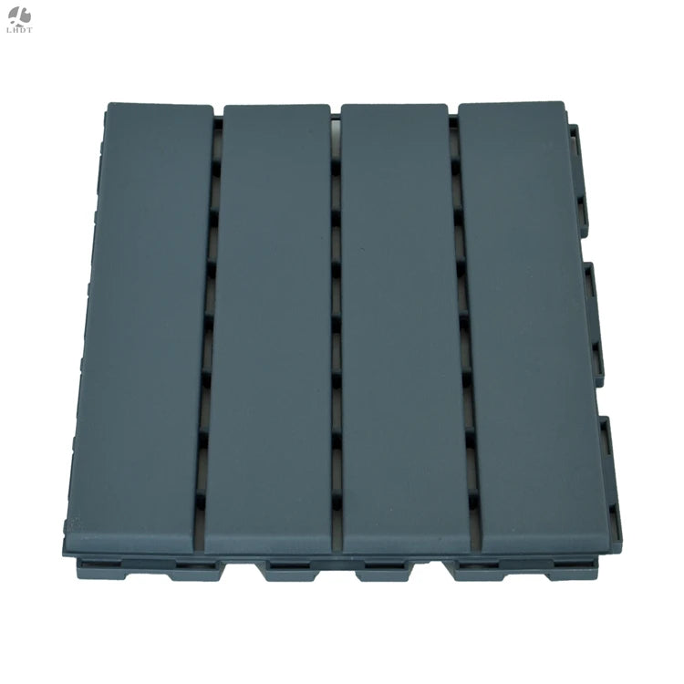 Modern Wood Grain Embossed Anti-Slip Interlocking Decking Tiles 20mm Wood Plastic Composite Material for Patio Garden Outdoor