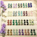 Natural Stone Crystal Rose Quartz Sunstone Gold Bezel Pear Shape Gems Stud Earrings Fashion Jewelry Wholesale Christmas Gift
