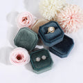 Modern Retro Gold Octagonal Jewelry Box Creative Velvet Single or Double Ring and Earring Box for Proposals or Gifts