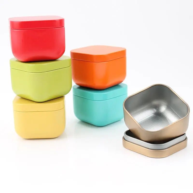 2oz 60ml Travel Size Tea Storage Container Empty Square Shape Tinplate Screw Cap for Candle Packaging Food 55x45mm Square Cookie