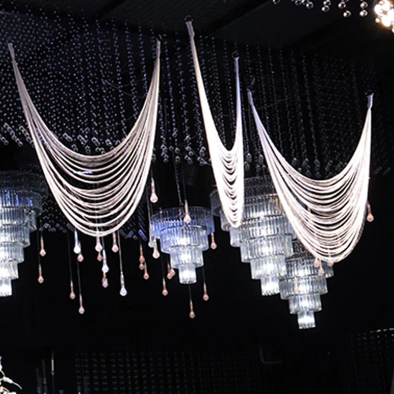 I878 2025 Unique Decorative Wavy Curtains Wedding Stage Party Ceiling Decoration for Background