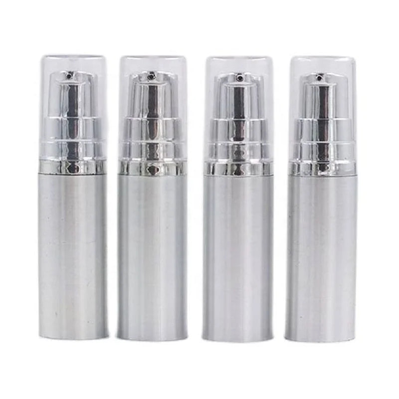 Wholesales 5ml Airless Pump Bottle Shiny Brushed Silver Vacuum Container Cosmetic Packaging Airless Essence Lotion Pump Bottle