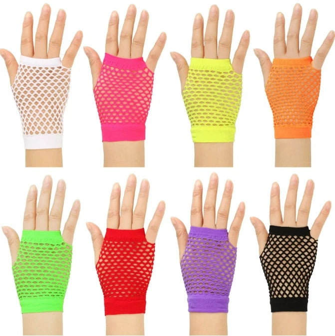 Wholesales Fishnet Gloves Short Nylon Mesh Fingerless Gloves for Women and Girls 80s Costume Wedding Evening Party Accessories