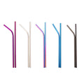 Stainless Steel Reusable Eco-Friendly Drinking Straw 26.6cm & 21.5cm Colored Curve Bar Accessories with Customizable Options