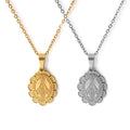 Trendy Necklace 18K Gold Plated Charm Jewelry Stainless Steel Non Tarnish Multicolored Virgin Mary Pendant Necklace MSPN-0014