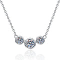 Exquisite 3mm Moissanite Three Stone Pendant Necklace 925 Sterling Silver for Women and Collar Mujer