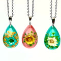 Real Flower Handicraft Resin Dried Flower Necklace Resin Flower Pendant Necklace for Women