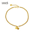 Gold Bead Bracelet Drop Shipping Fashion 18K Real Gold Double Heart Shaped New Design 18K Yellow Trade Assurance Charm Bracelets