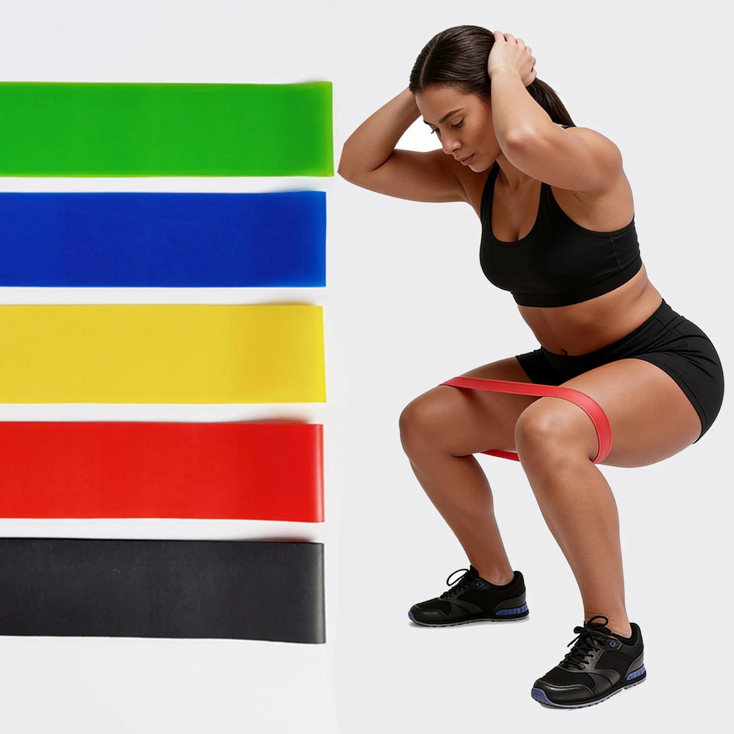 Resistance Loop Exercise Bands Set of 5 TPE Material Home Exercise Bands with Carry Bag Custom Logo Available