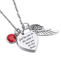 God Has You His Arms Angel Wing Charm Cremation Ashes Keepsake Memorial Urn Necklace Stainless Steel for Children Birthstone