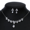 Cross Border Korean Version Fashionable Bride Set Simple and Exquisite Water Droplet Necklace Earrings Two-piece Set