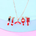 Wholesale Children Cartoon Enamel Cute 5 Removable Lipstick Comb Dripping Oil Pedants Necklace Set Interchangeable Pendant Kids