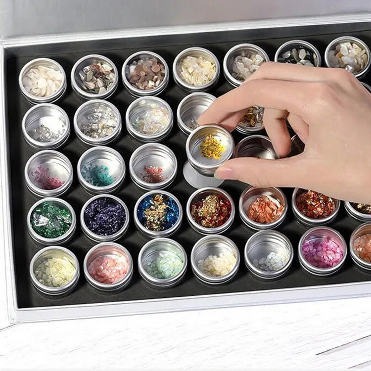 TSZS 35 Grid/ Set Wholesale Independent Aluminum Nail Art Empty Storage Nail Decorations Box Nail Art Tool