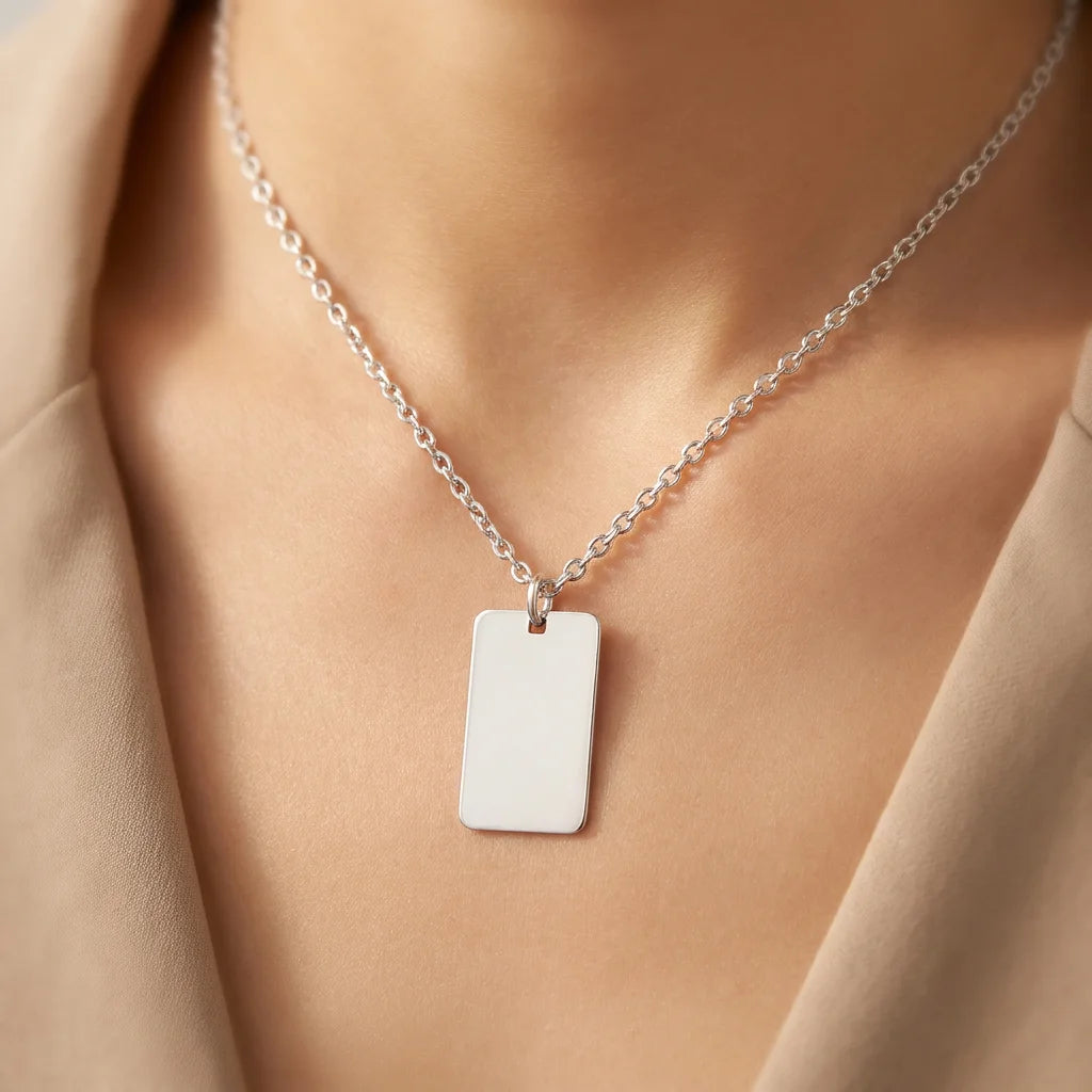 Wholesale Charm Pendants Square Dog Plate Blank Classic Style 925 Sterling Silver Unisex Fine Jewelry