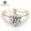Chasau Customized Classic Sterling Silver 0.5ct 1ct 2ct 3ct Round Cut Solitaire Moissanite Engagement Ring for Wedding
