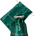 Custom Logo Printed Green Silk Drawstring Towel Gift Pouches Satin Long Boots Bags for Lady