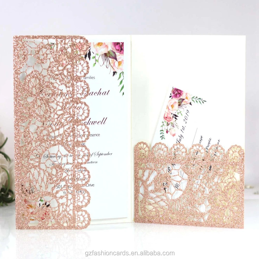 European Style Laser Glitter Invitation Card Wedding Card Laser Cut and Birthday Invitation Cards Save the Date MegaBDM
