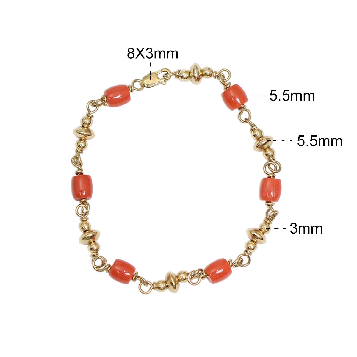 Gold Filled Red Coral Bead Bracelet 5.5mmWeight4.6 Gram DIY for Girlfriend Beadsnice ID 39751