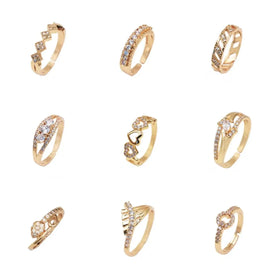 Fashion Brass Gold Wedding Ring Brass Gold Plated Ring 18k Diamond Engagement Adjustable Rings for Women Anillos De Promesa