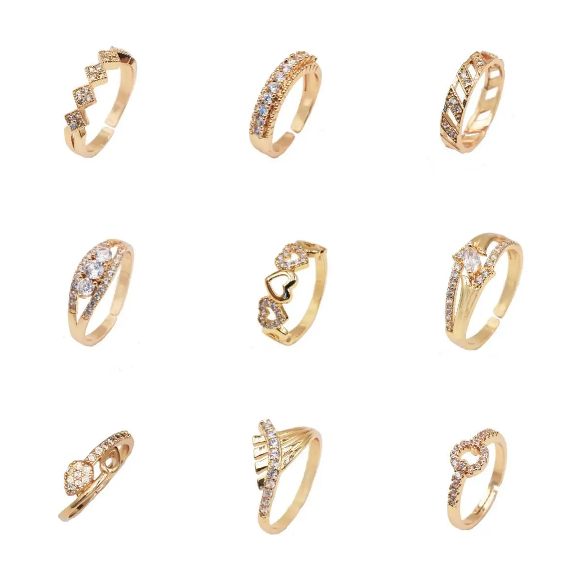 Fashion Brass Gold Wedding Ring Brass Gold Plated Ring 18k Diamond Engagement Adjustable Rings for Women Anillos De Promesa