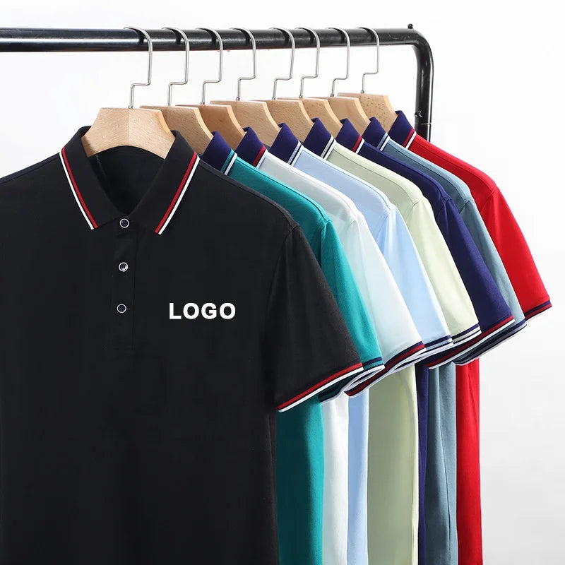 Custom Logo Anti-Wrinkle Solid Knitted Formal Men's Shirt 100% Cotton Short Sleeve Golf Style Bulk Competitive Price