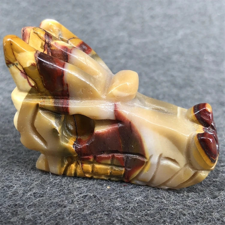 DIY Wholesale Customized the Dragon Skulls Polished Mookaite jasper Crystal Carving Stone Carvings for Fengshui