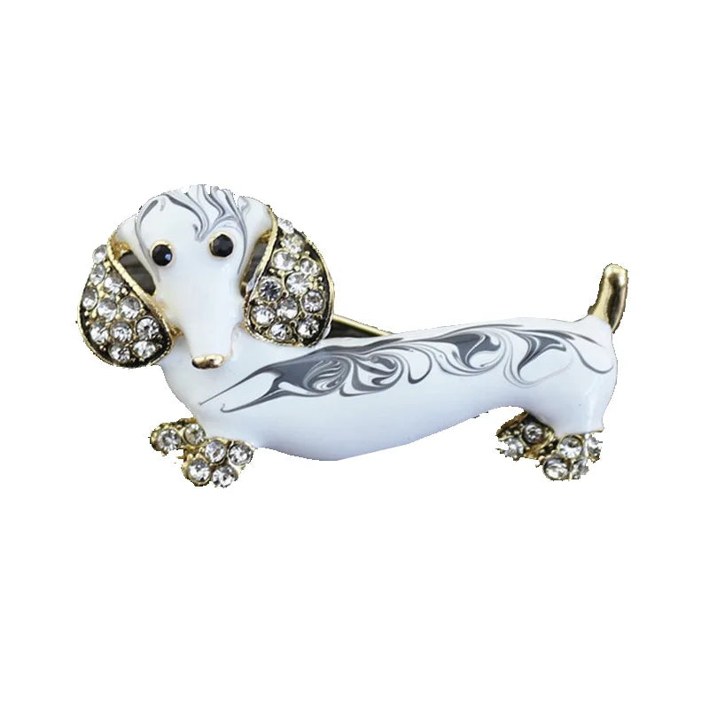 YQ0019 Fashion Animal Dog Brooch White Enamel Dog Brooch Pin