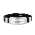 Religious Cross Jesus Scripture Quote Christian Bible Verse Inspiring Faith Leather Bracelets Bangles Personalize Gift