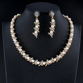 Cross Border Bride's Wedding Jewelry Set for Foreign Trade Imitation Pearl Necklace Earrings Two-piece Set Gold-plated