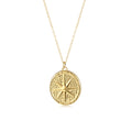 Retro 18k Gold Plated Stainless Steel Compass North Star Round Pendant Necklaces for Ladies Jewelry