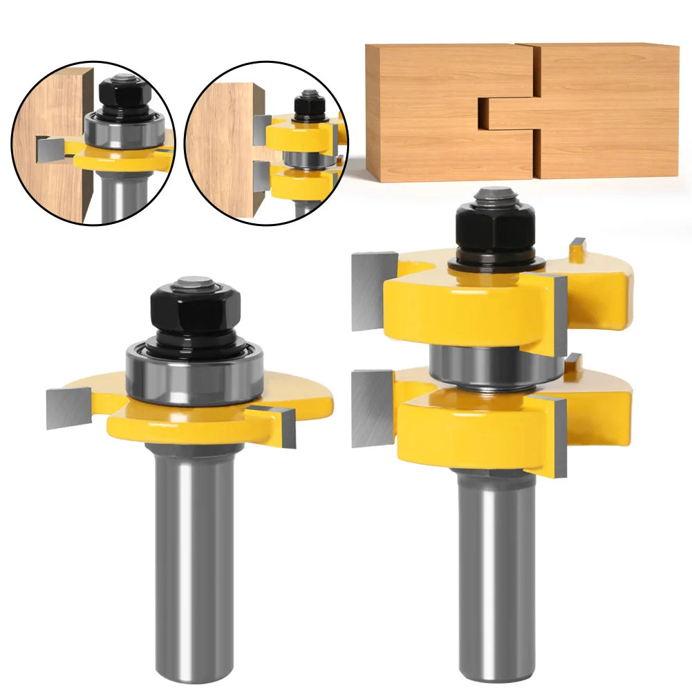 2pcs 3 Carbide Tooth Woodworking Slot Mortising Joint Router Bits Wood Grooving Mill Cutter with 6 8 12mm 1/4 1/2 Inch Shank