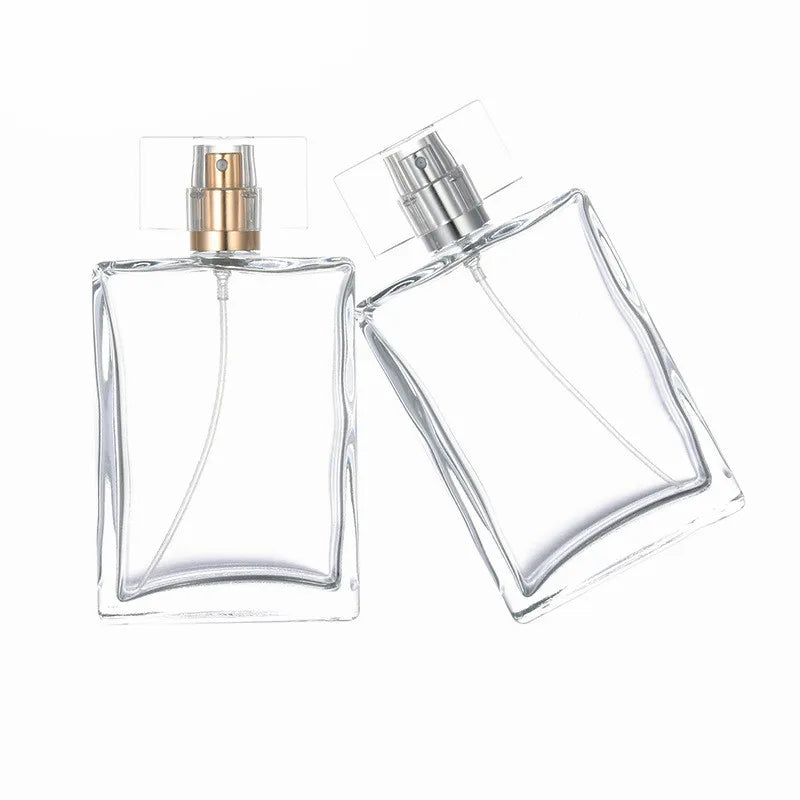 50ml 100ml Transparent Parfum Refill Bottle Square Cover Glass Empty Parfum Bottle 30ml Spray Perfume Atomiser Refillable Bottle