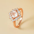 Dainty Light Luxury 925 Silver Crystal Jewelry Rose Quartz Rings Natural Pink Crystal Engagement Wedding Jewelry for Women