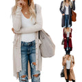 S-XXL Women's Long Sweater Cardigan Women's Casual Cardigan Pocket Computer Knitting V-neck Winter Sweater With Pocket