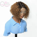 Wholesale Human Hair Wig Machine Made Short Length 1B/30 Color Side Part Curly Wig 100% Human Hair Salon Supplies