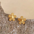 Summer Classic Retro Delicate Flower Stud Earrings 18K Premium Gold Plated Stainless Steel Fashionable Women's Jewelry
