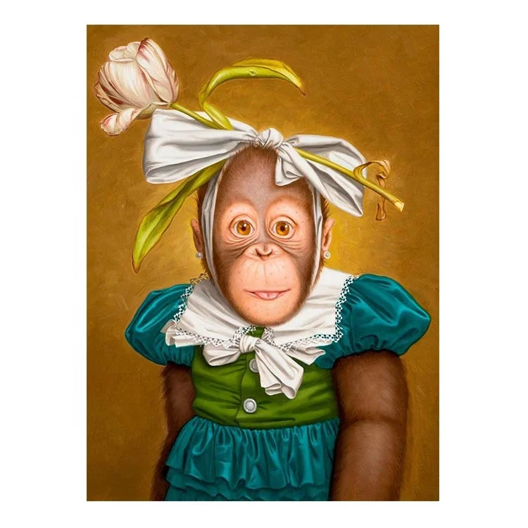 Ever Moment Diamond Painting Handmade Monkey Flower on Head Art Kit 3F747