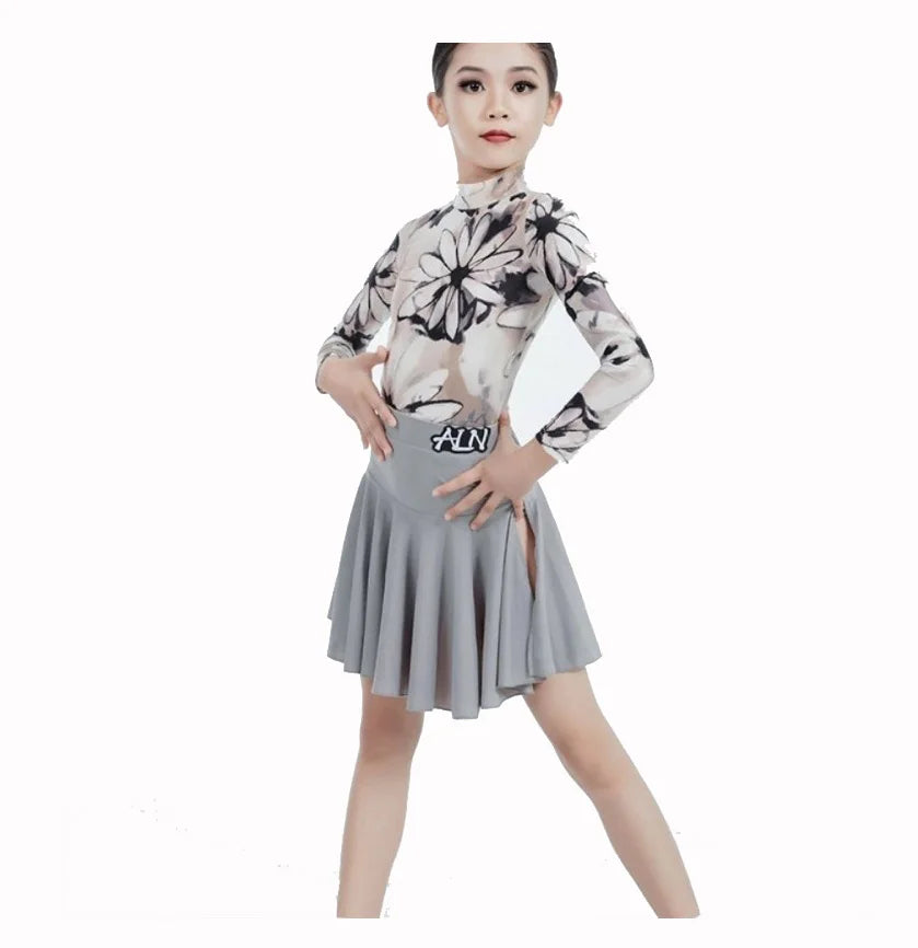 Kids Latin Dress Girls Rumba Samba Costume Dance Dress