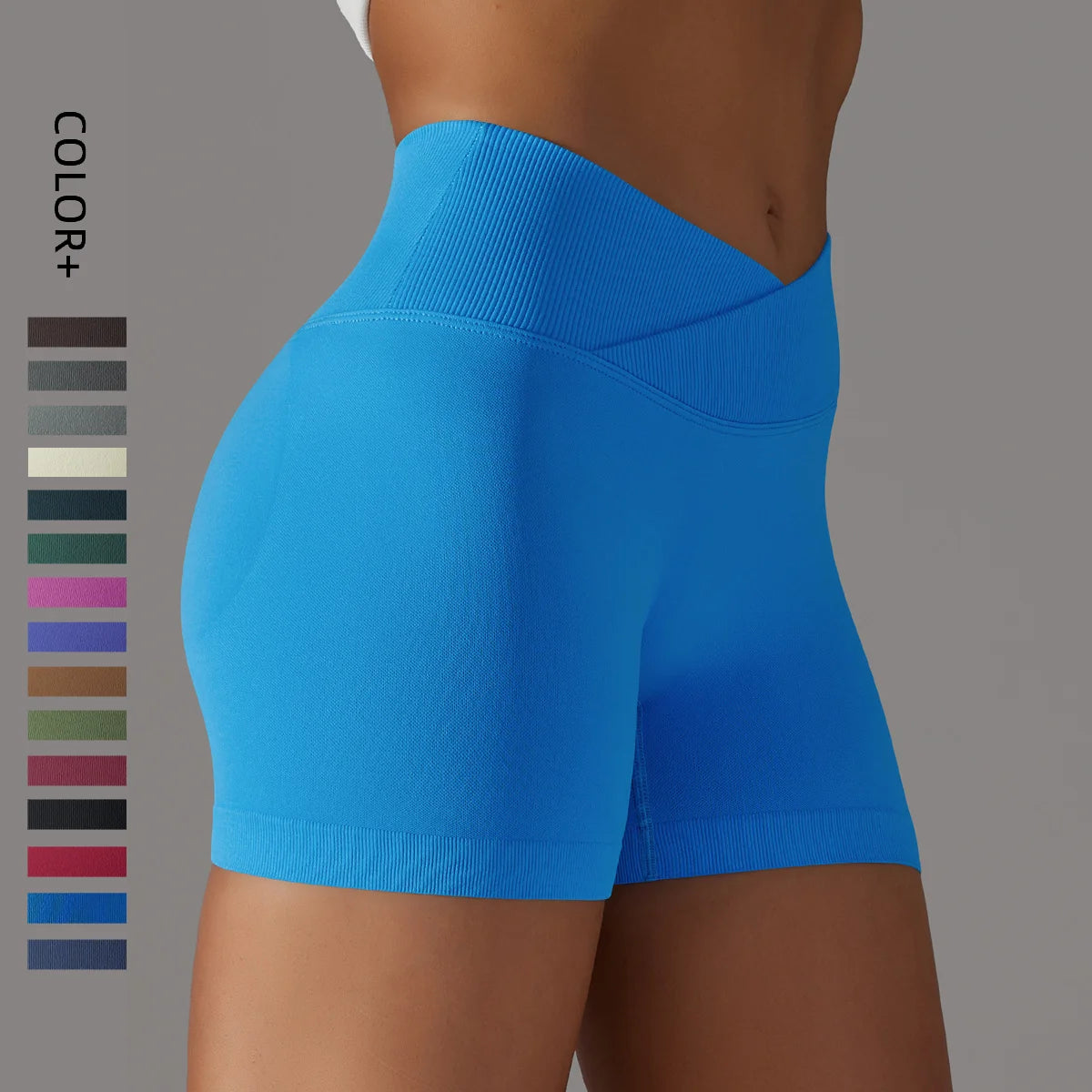 Plus Size Women V Waist Workout Shorts High Waisted Booty Lifting Gym Yoga Shorts Fitness Scrunch Butt Biker Shorts